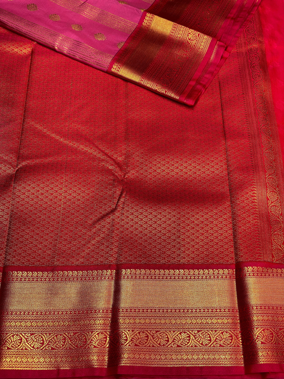 Dark Pink and Red silk saree- PRG13