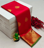 Peach and Green semi Kanchipuram Soft Silk saree - PSSON45