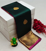Green and purple semi Kanchipuram Soft Silk saree - PSSON26