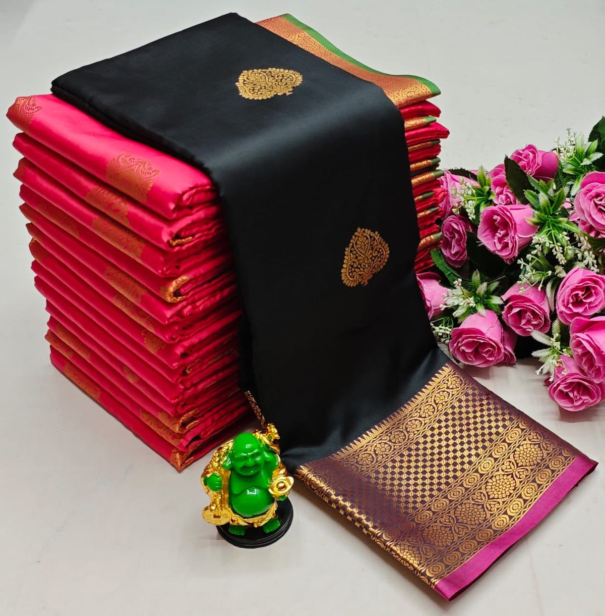 Black and purple semi Kanchipuram Soft Silk saree - PSSON47