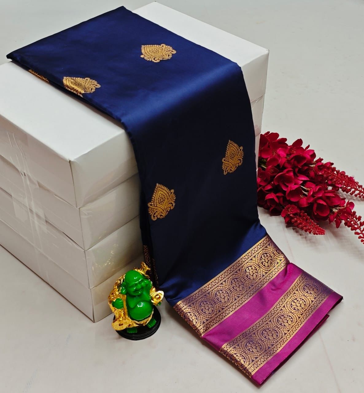 Blue and Purple semi Kanchipuram Soft Silk saree - PSSON49