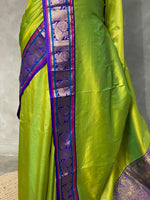Parrot green and Violet Banarasi saree -BSPPARROT