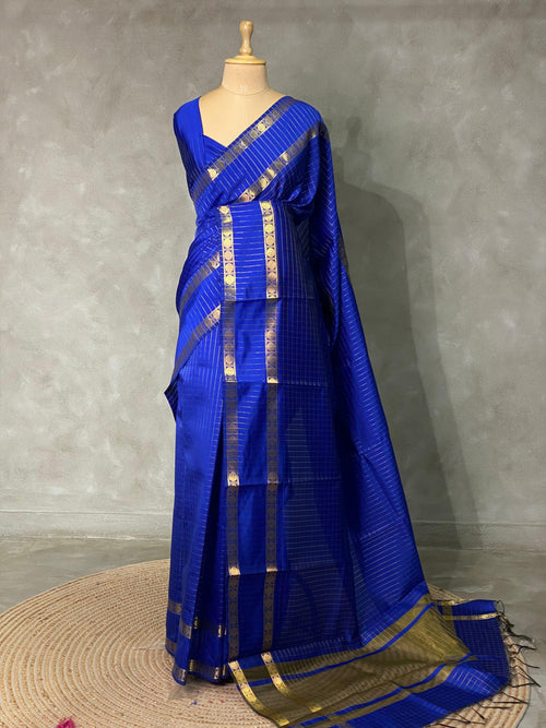 Royal Blue Semi Banarasi saree -LZP1