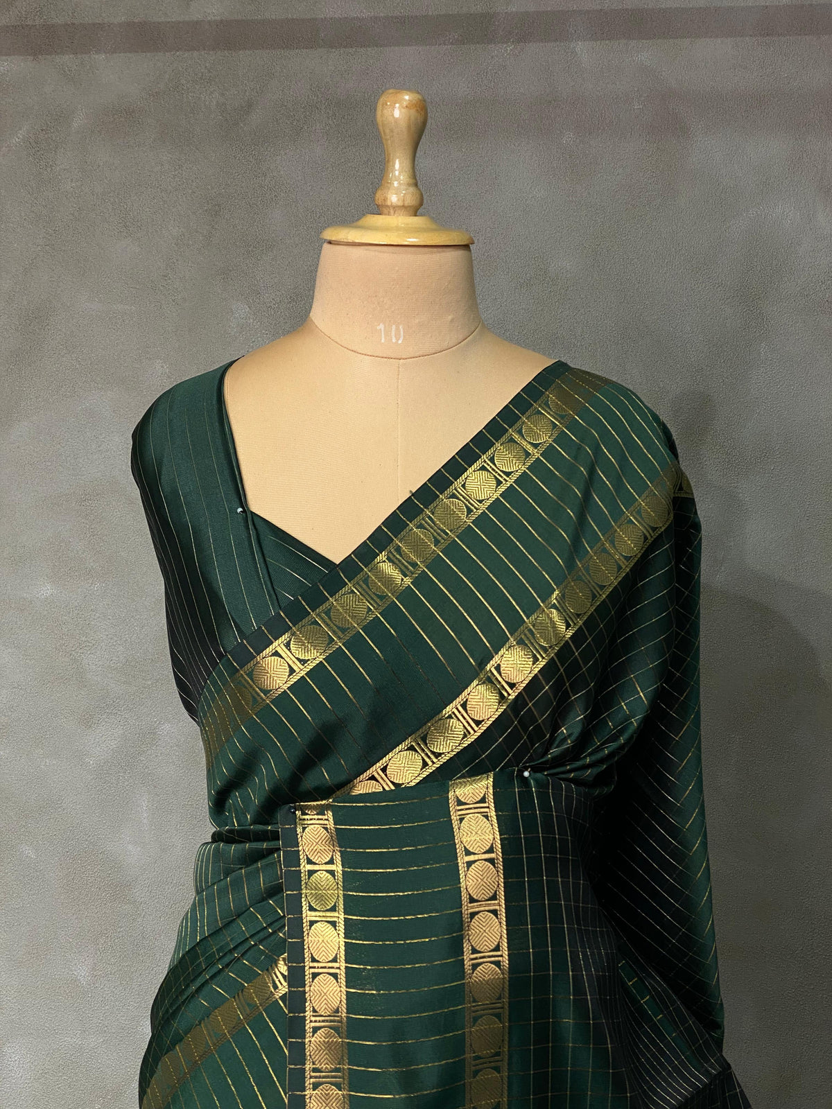 Bottle green Semi Banarasi saree -LZP2