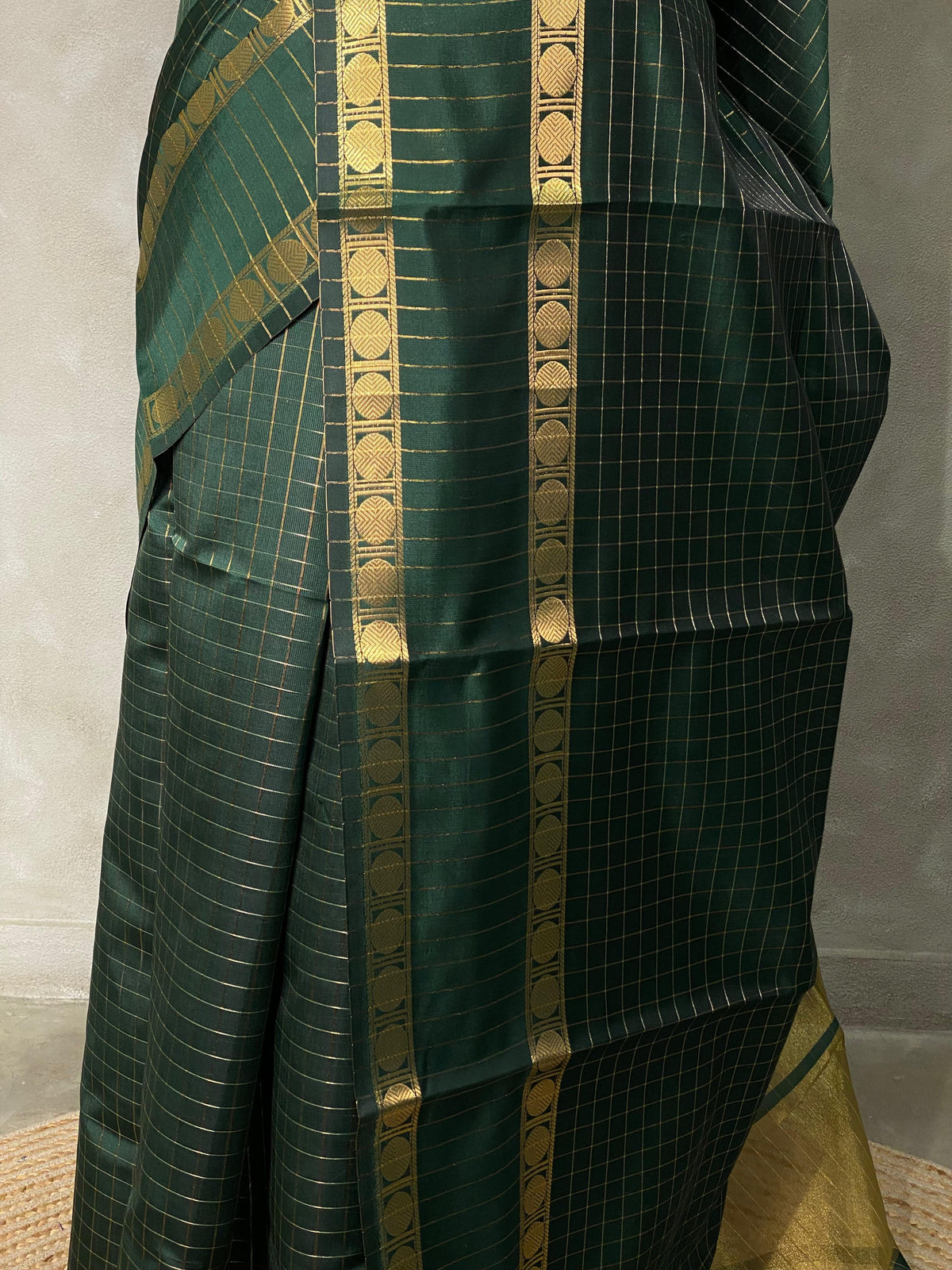 Bottle green Semi Banarasi saree -LZP2