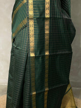 Bottle green Semi Banarasi saree -LZP2