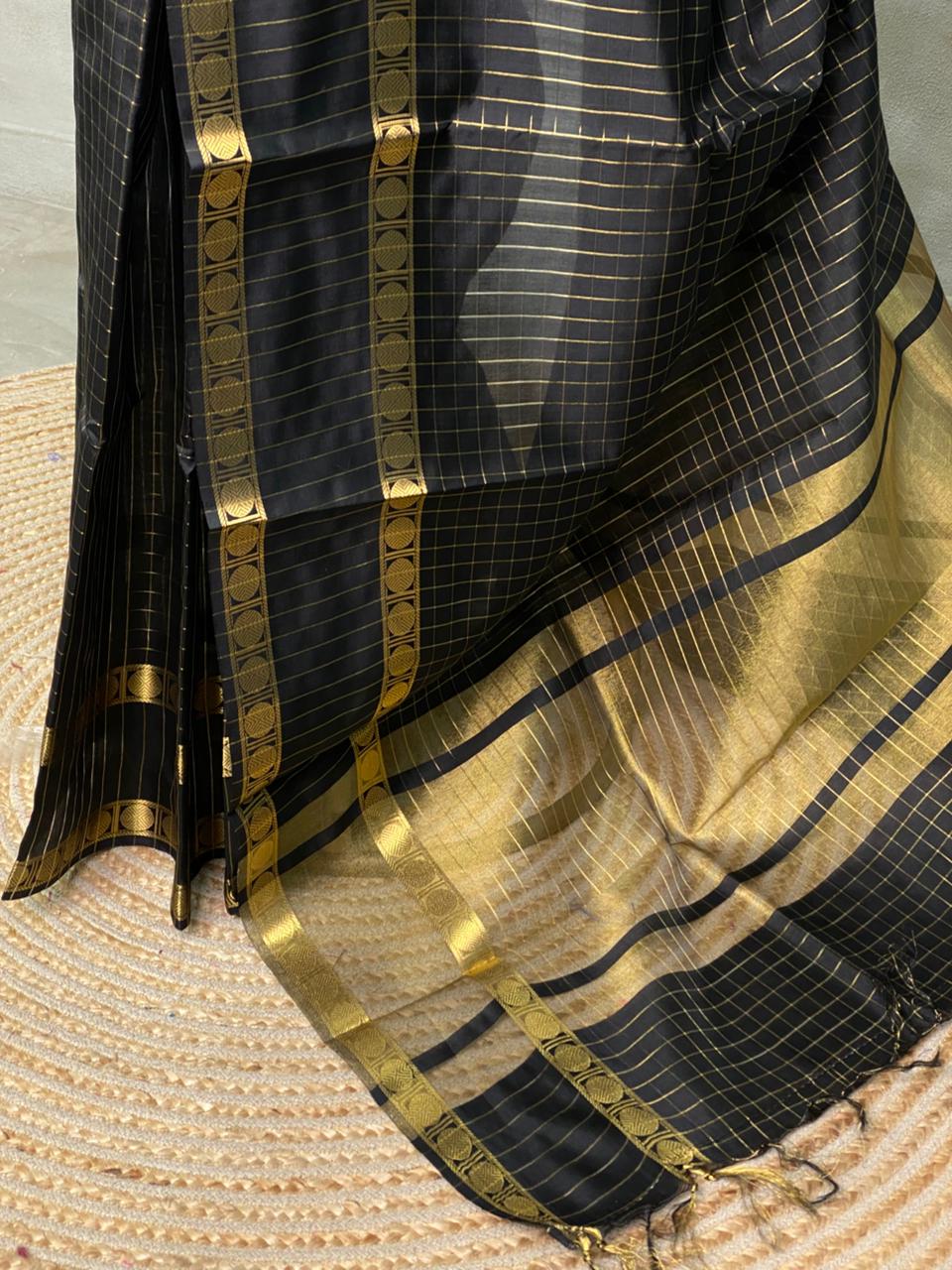 Black Semi Banarasi saree -LZP4