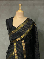 Black Semi Banarasi saree -LZP4