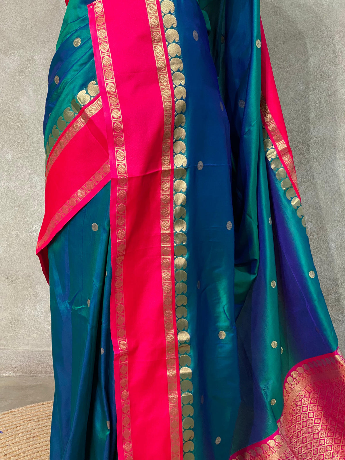 Peacock Blue and magenta Banarasi saree -BSP8