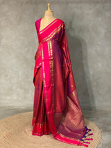 Maroon and magenta Banarasi saree -BSP8A