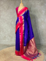 Blue and magenta Banarasi saree -BSP8B