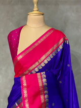 Blue and magenta Banarasi saree -BSP8B