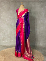 Violet and magenta Banarasi saree -BSP8C