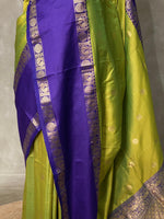 Parrot Green and blue Banarasi saree -BSP9P