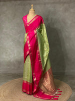 Pastal Green and Magenta Banarasi saree -BSP9G