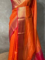 Orange and Magenta semi Banarasi saree -MPS16