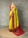 Yellow and Maroon semi Banarasi saree -MPS17