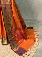 Rust orange and Brown semi Banarasi saree - MPS21-IH