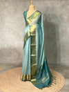 Aqua blue semi Banarasi saree -MPS18