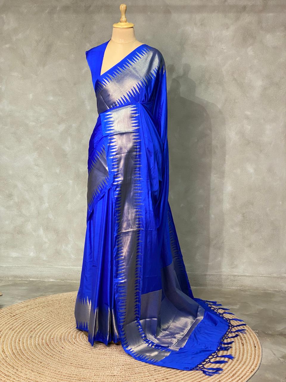 Royal Blue katan Banarasi silk saree- MPS23H