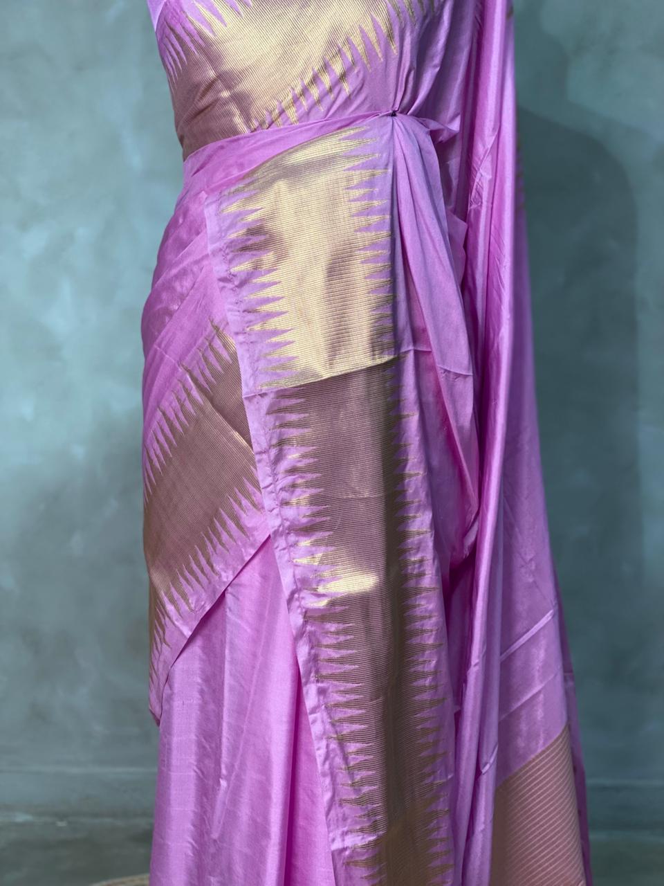 Lilac pink Semi katan Banarasi silk saree- MPS23D