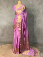Lilac pink Semi katan Banarasi silk saree- MPS23D