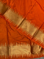 Orange katan Banarasi silk saree- MPS23I