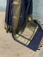 Black katan Banarasi silk saree- MPS23G