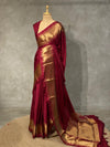 Maroon katan Banarasi silk saree- MPS23M