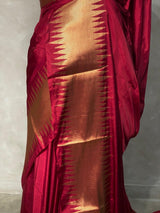 Maroon katan Banarasi silk saree- MPS23M