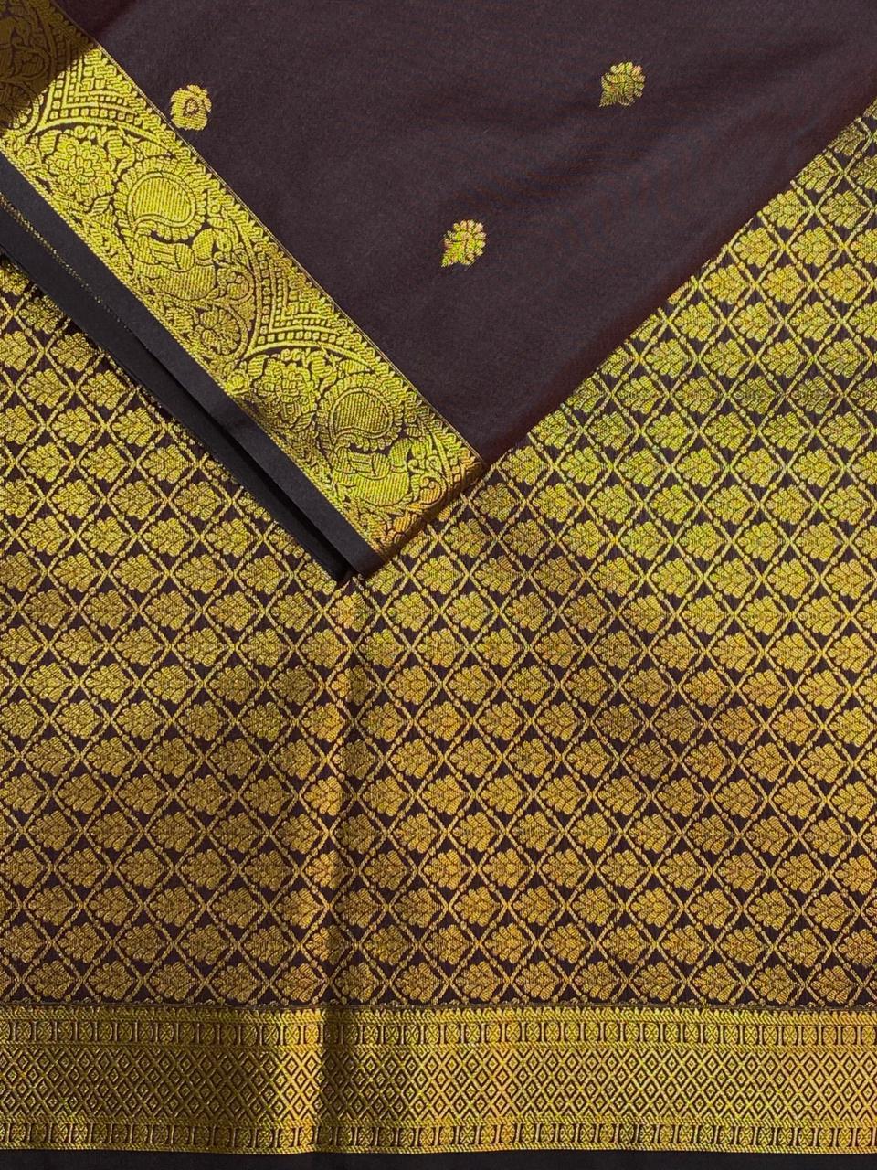 Brown kanchipuram silk saree- PSSR217