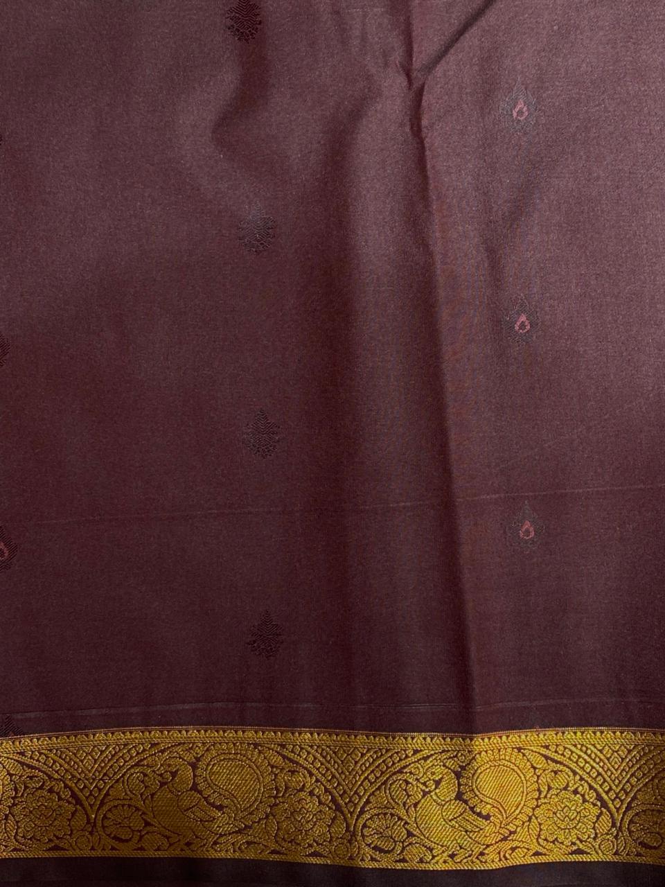 Brown kanchipuram silk saree- PSSR217