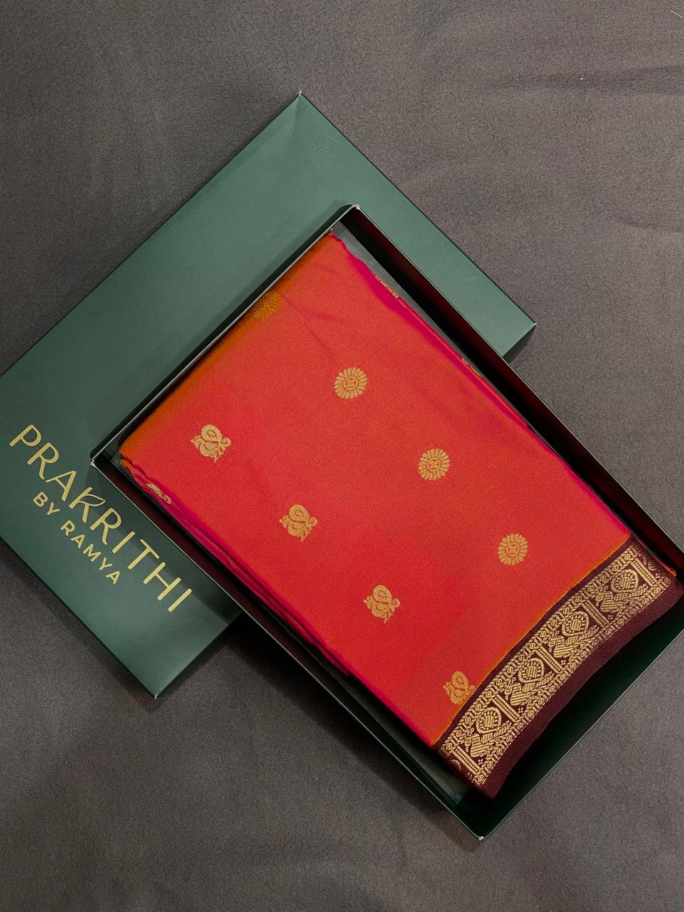 Orangekanchipuram silk saree- PSSR226