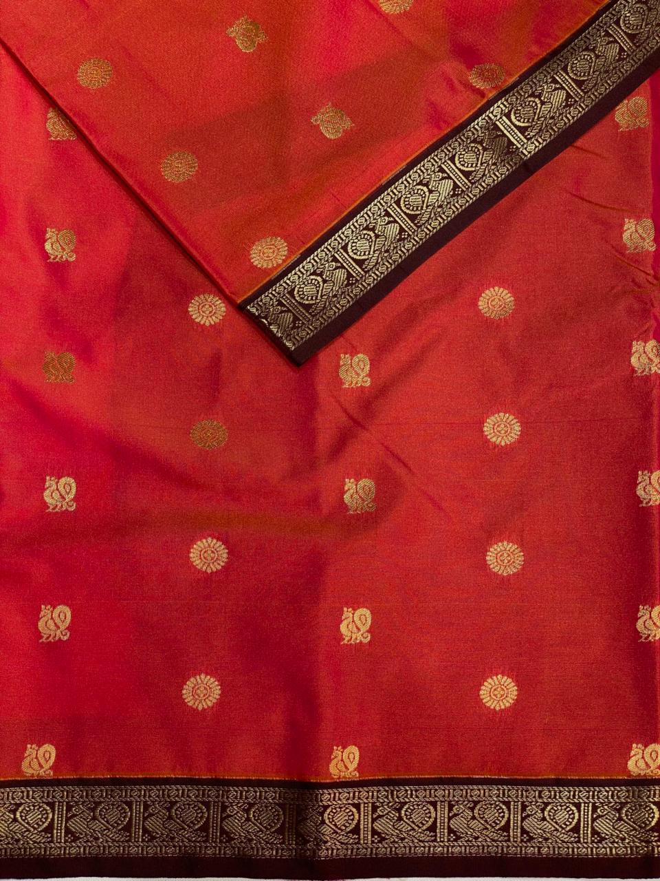 Orangekanchipuram silk saree- PSSR226