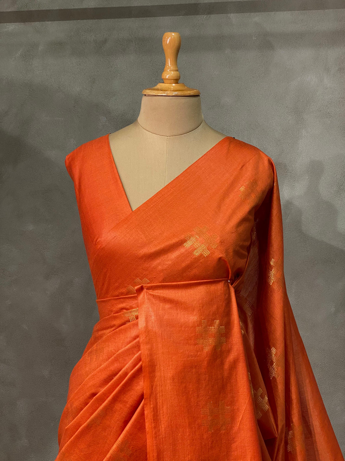 Orange Tusser silk saree -SOT3