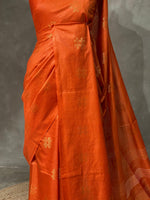 Orange Tusser silk saree -SOT3