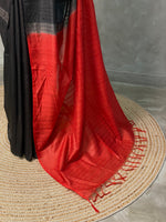 Black and Red Tusser silk saree -SOT5