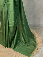 Green Tusser silk saree -SOT4