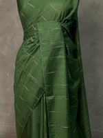 Green Tusser silk saree -SOT4