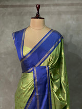 Green and Royal blue Gajji silk saree -PIH25