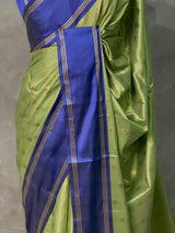 Green and Royal blue Gajji silk saree -PIH25