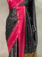 Black and magenta Gajji silk saree -PIH25A