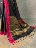 Black and magenta Gajji silk saree -PIH25A