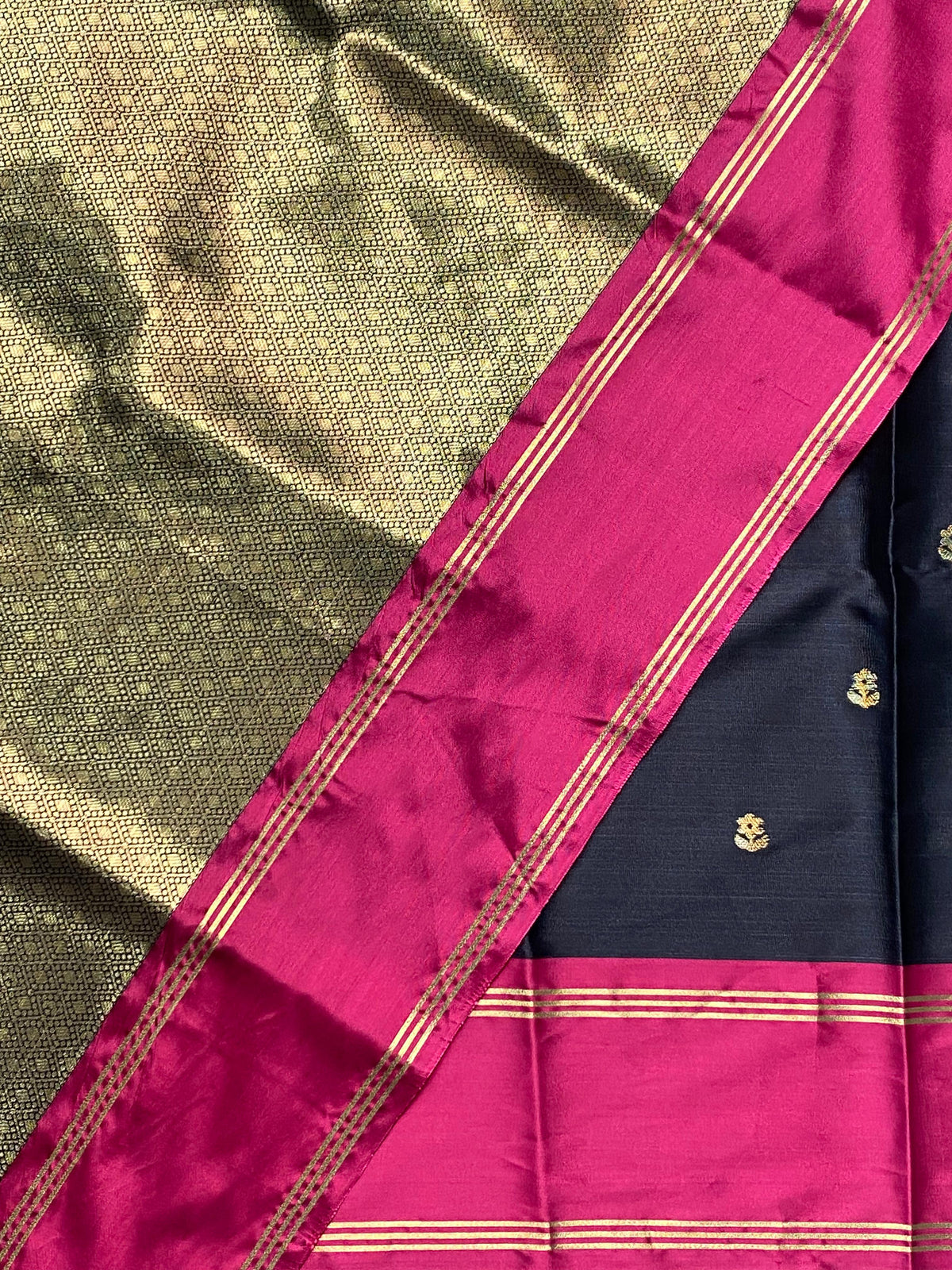 Black and magenta Gajji silk saree -PIH25A