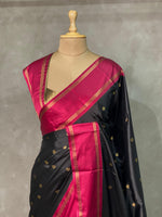 Black and magenta Gajji silk saree -PIH25A