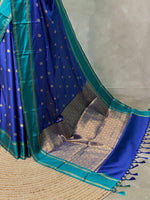 Royal blue and peacock blue Gajji silk saree -PIH25B