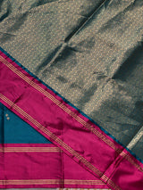 Peacock blue and magenta Gajji silk saree -PIH25D