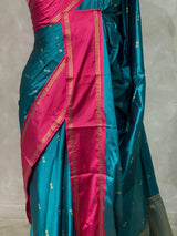 Peacock blue and magenta Gajji silk saree -PIH25D