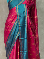 Magenta and peacock blue Gajji silk saree -PIH25G