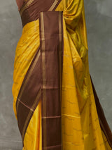 Yellow and Brown Gajji silk saree -PIH25H